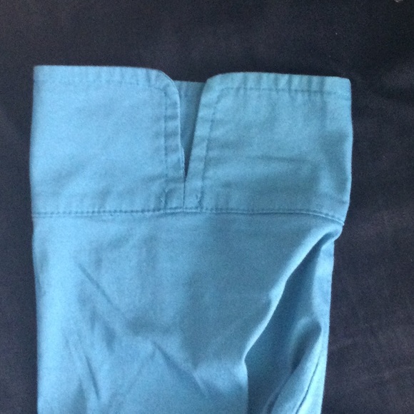 Apostrophe Stretch blue button up long sleeve collard fancy blouse - Picture 5 of 5